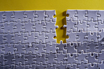 Close-up of jigsaw puzzle piece