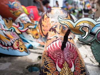 Close-up of multi colored shoes