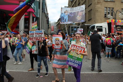 People on street in city