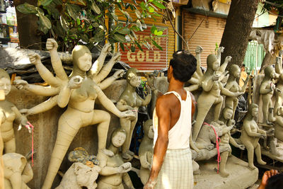 Rear view of female statue