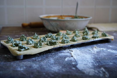 Close-up of food on table in kitchen