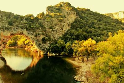 Scenic view of lake by trees