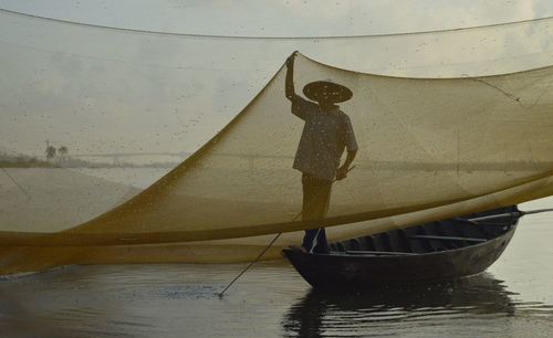 View of boats in water