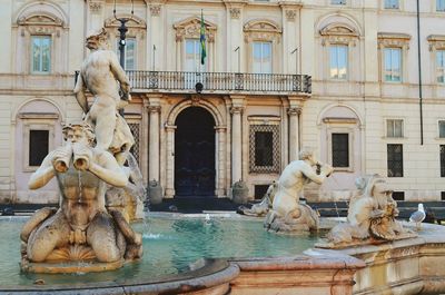 Statue of fountain in city