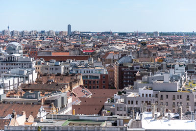 Cityscape against clear sky