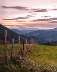 Scenic view of landscape against sky during sunset