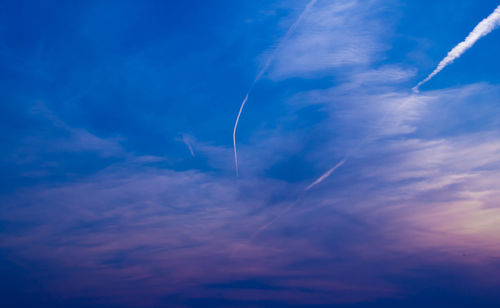 Low angle view of vapor trail in sky