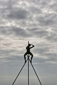 Low angle view of silhouette bird against sky