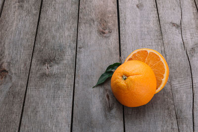 High angle view of orange on table