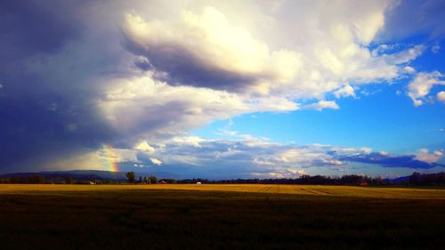 Scenic view of landscape against cloudy sky