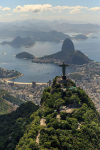 Aerial view of christ the redeemer statue on mountain