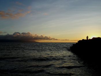Scenic view of sea during sunset