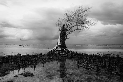 Scenic view of sea against cloudy sky