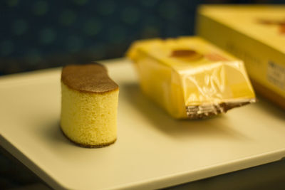 Close-up of dessert in plate on table