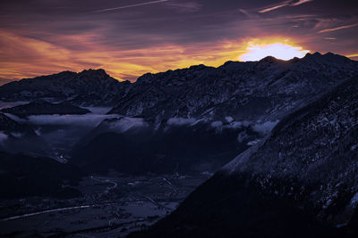 Scenic view of dramatic sky during sunset