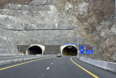 Road sign in tunnel