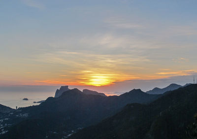 Scenic view of mountains against dramatic sky