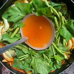 High angle view of vegetables in bowl