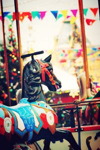 Close-up of carousel in amusement park