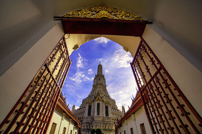 Low angle view of traditional building against sky