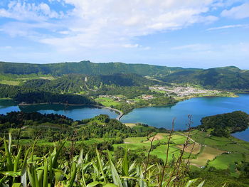 Scenic view of lake against sky