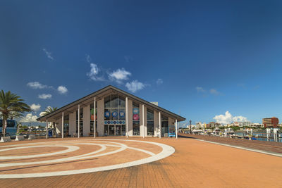Hamakawa fishing port and fisherina district in the american village in chatan city of okinawa.