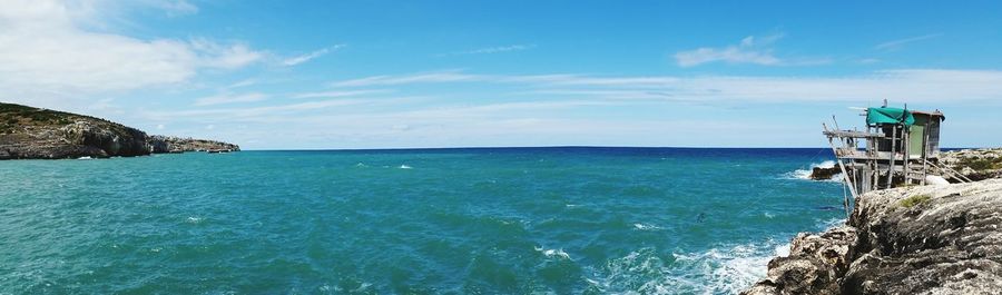 Scenic view of sea against cloudy sky