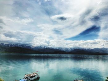 Scenic view of lake against sky