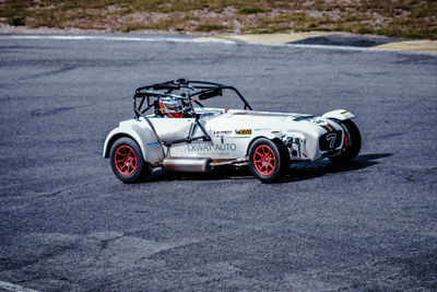 View of toy car on road