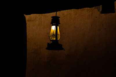 Illuminated lamp on wall