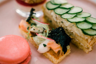 Close-up of served food in plate