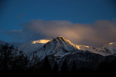 Scenic view of mountains against cloudy sky