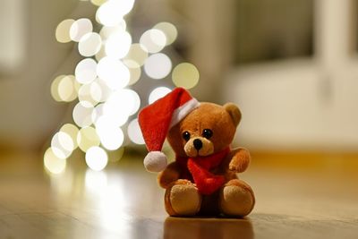 Close-up of christmas decorations on table