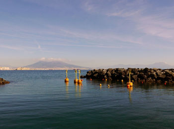 Suggestive panorama of the beautiful coast of naples in italy