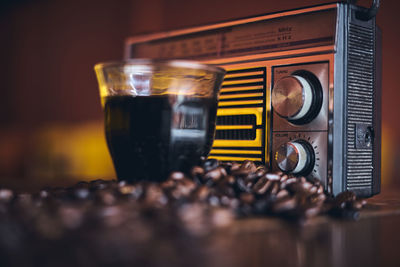 Close-up of coffee cup on table