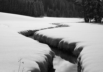 Scenic view of snow covered land