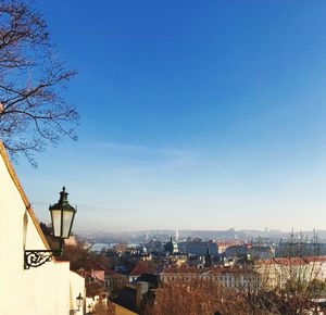 Cityscape against clear sky