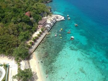 High angle view of swimming pool on beach