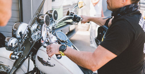 Man working on bicycle