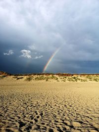 Scenic view of rainbow against sky