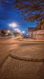 View of illuminated city street