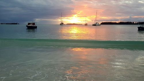 Scenic view of sea against sky during sunset