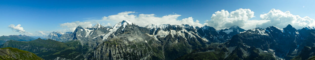 Panoramic view of mountain range against sky