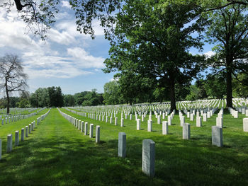 Panoramic view of cemetery against sky