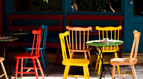 Chairs and table at restaurant