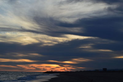 Scenic view of sea against sky at sunset
