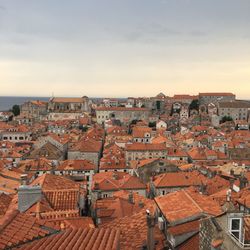 High angle view of townscape against sky