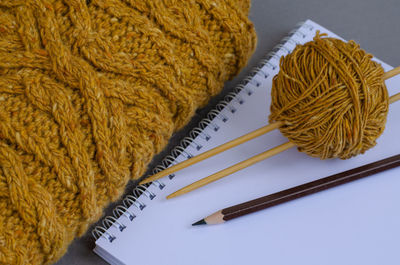 High angle view of pencil on table