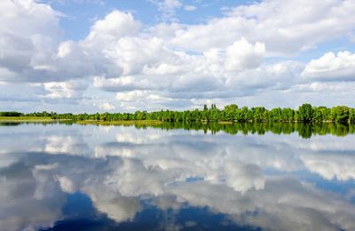 Panoramic view of lake against sky