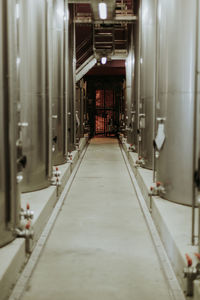 Illuminated corridor in factory